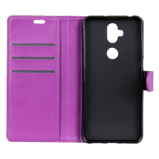 Asus Zenfone 5 Lite (ZC600KL) Handy Hülle - Litchi Leder Bookcover Series - purpur