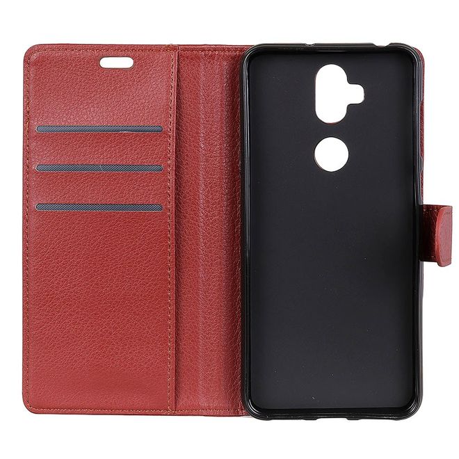 Asus Zenfone 5 Lite (ZC600KL) Handy Hülle - Litchi Leder Bookcover Series - braun