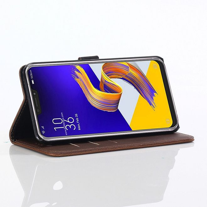 Asus Zenfone 5Z (ZS620KL) Handyhülle - Crazy Horse Leder Bookcover - kaffeefarben