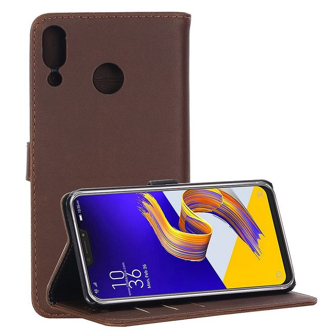Asus Zenfone 5Z (ZS620KL) Handyhülle - Crazy Horse Leder Bookcover - kaffeefarben