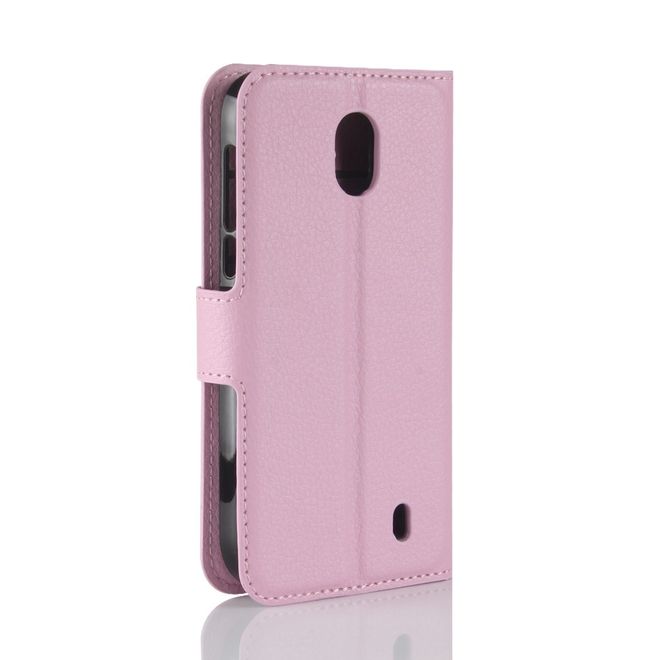 Nokia 1 Handyhülle - Litchi Leder Bookcover Series - pink