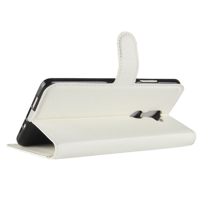 Nokia 7 Plus Handyhülle - Litchi Leder Bookcover Series - weiss