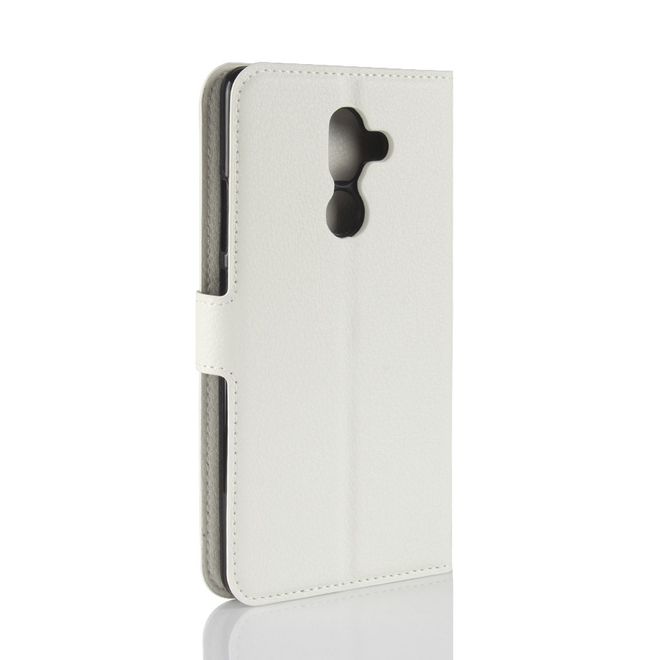 Nokia 7 Plus Handyhülle - Litchi Leder Bookcover Series - weiss