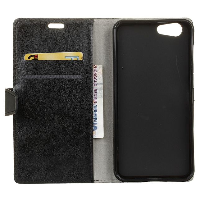 HTC Desire 12 Handyhülle - Crazy Horse II Leder Series Case - schwarz