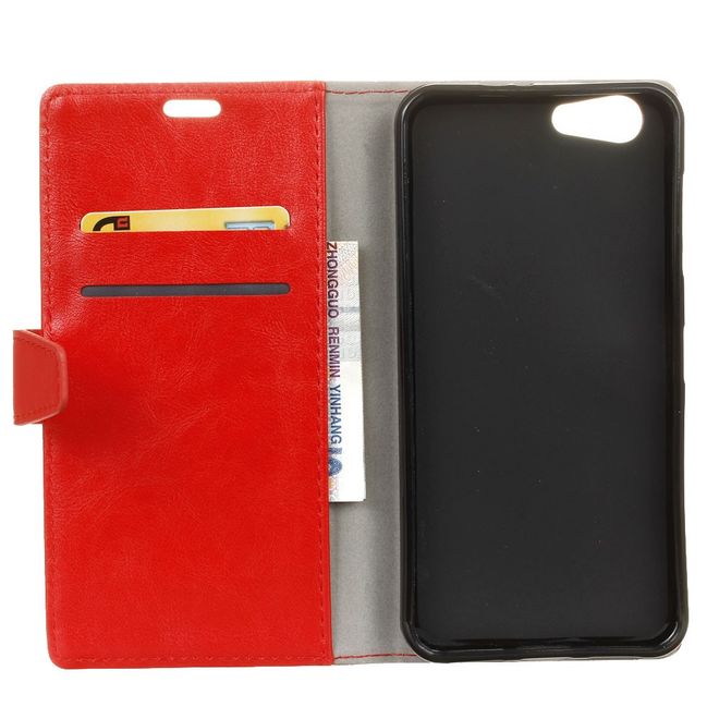 HTC Desire 12 Handyhülle - Crazy Horse II Leder Series Case - rot