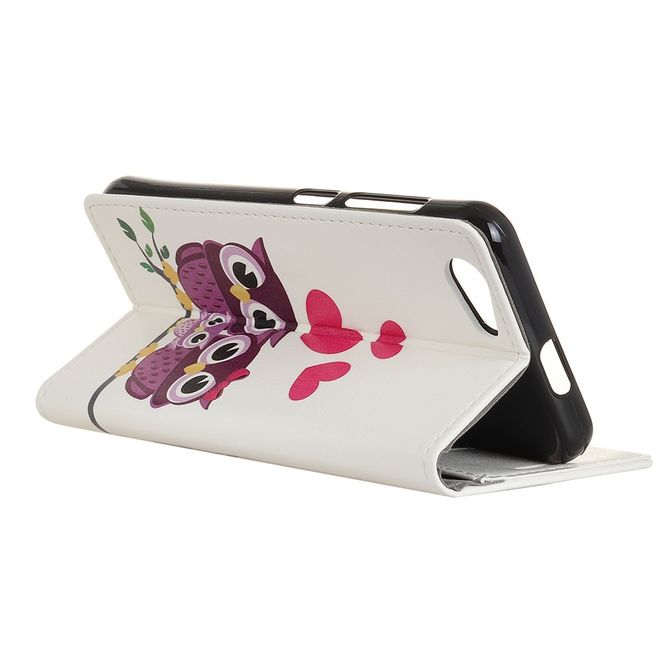 HTC Desire 12 Handyhülle - Leder Bookcover Image II Series - glückliche Eulen