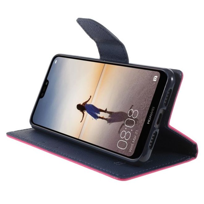 Goospery - Huawei P20 Hülle - Handy Bookcover - Fancy Diary Series - pink/navy