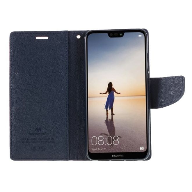Goospery - Huawei P20 Hülle - Handy Bookcover - Fancy Diary Series - pink/navy