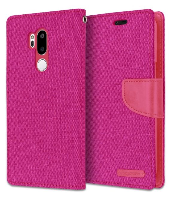 Goospery - Handyhülle für LG G7 ThinQ - Bookcover - Canvas Diary Series - pink/pink