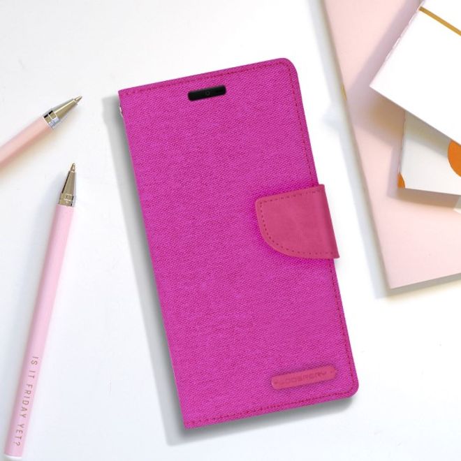 Goospery - Handyhülle für LG G7 ThinQ - Bookcover - Canvas Diary Series - pink/pink