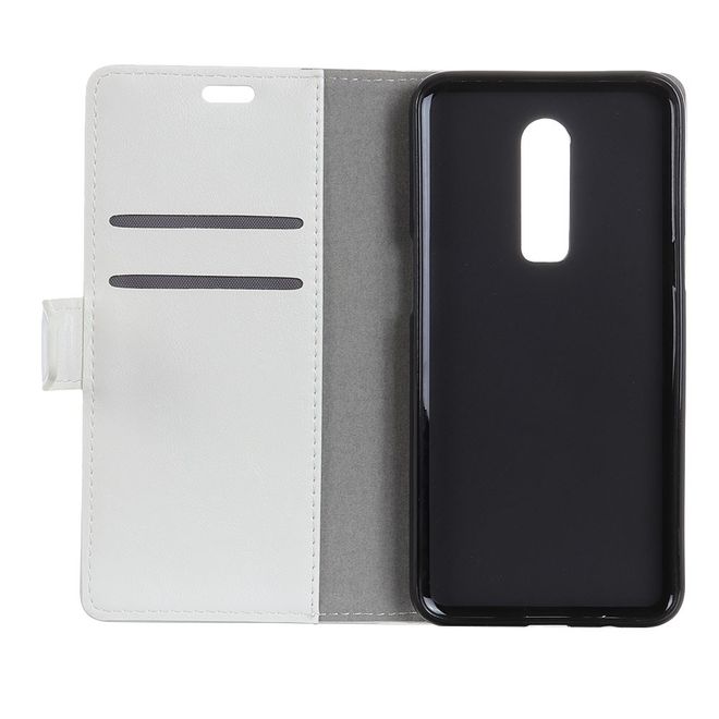 OnePlus 6 Handyhülle - Crazy Horse II Leder Series Case - weiss