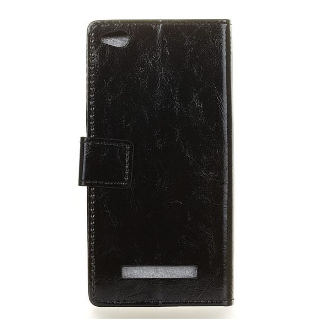 Xiaomi Redmi 4A Handyhülle - Crazy Horse Leder Bookcover Series - schwarz