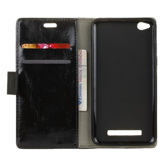 Xiaomi Redmi 4A Handyhülle - Crazy Horse Leder Bookcover Series - schwarz