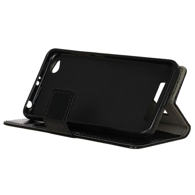 Xiaomi Redmi 4A Handyhülle - Crazy Horse Leder Bookcover Series - schwarz