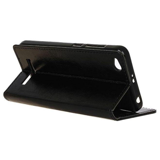 Xiaomi Redmi 4A Handyhülle - Crazy Horse Leder Bookcover Series - schwarz