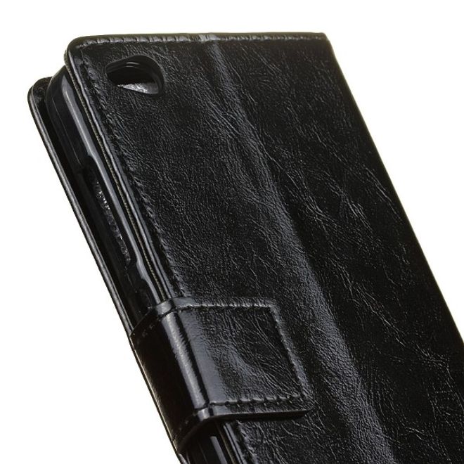 Xiaomi Redmi 4A Handyhülle - Crazy Horse Leder Bookcover Series - schwarz