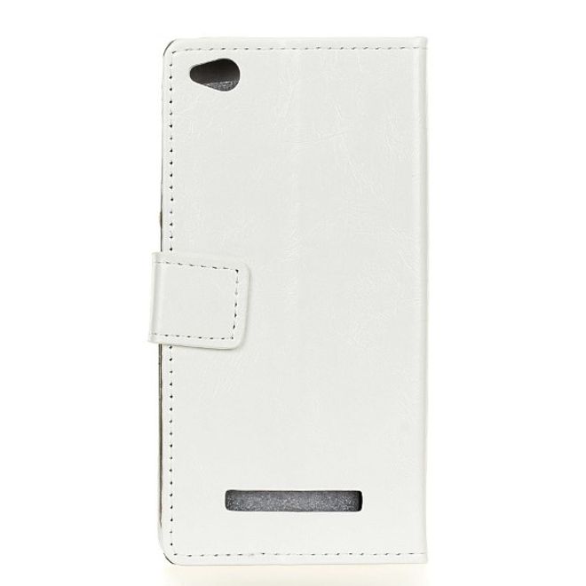 Xiaomi Redmi 4A Handyhülle - Crazy Horse Leder Bookcover Series - weiss