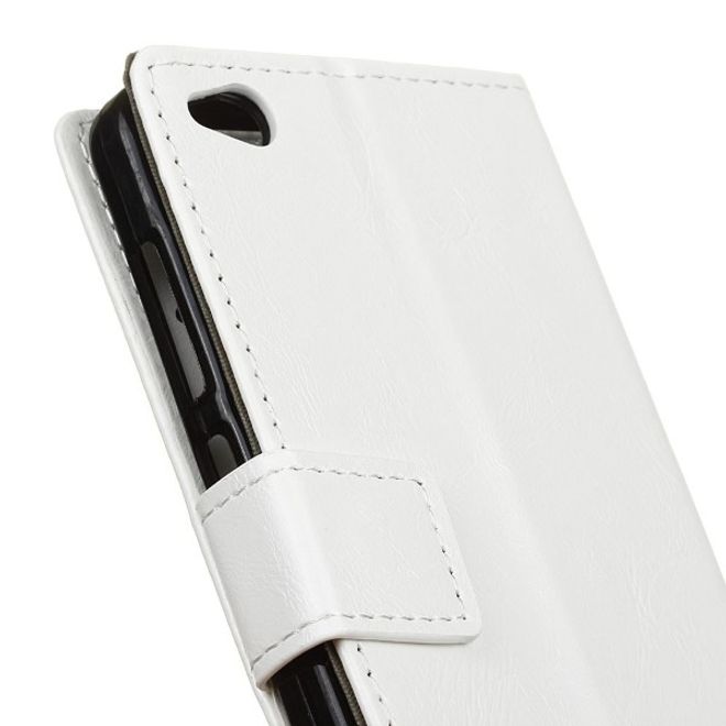 Xiaomi Redmi 4A Handyhülle - Crazy Horse Leder Bookcover Series - weiss