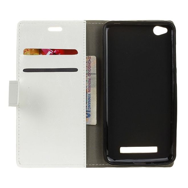 Xiaomi Redmi 4A Handyhülle - Crazy Horse Leder Bookcover Series - weiss
