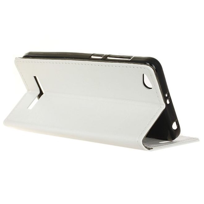 Xiaomi Redmi 4A Handyhülle - Crazy Horse Leder Bookcover Series - weiss