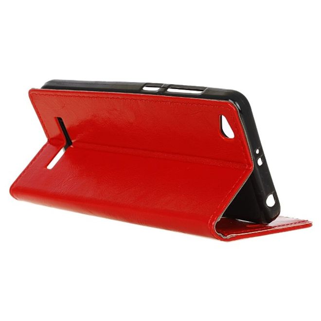 Xiaomi Redmi 4A Handyhülle - Crazy Horse Leder Bookcover Series - rot
