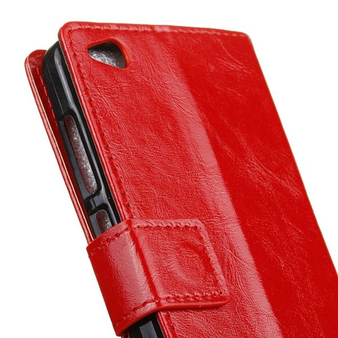 Xiaomi Redmi 4A Handyhülle - Crazy Horse Leder Bookcover Series - rot