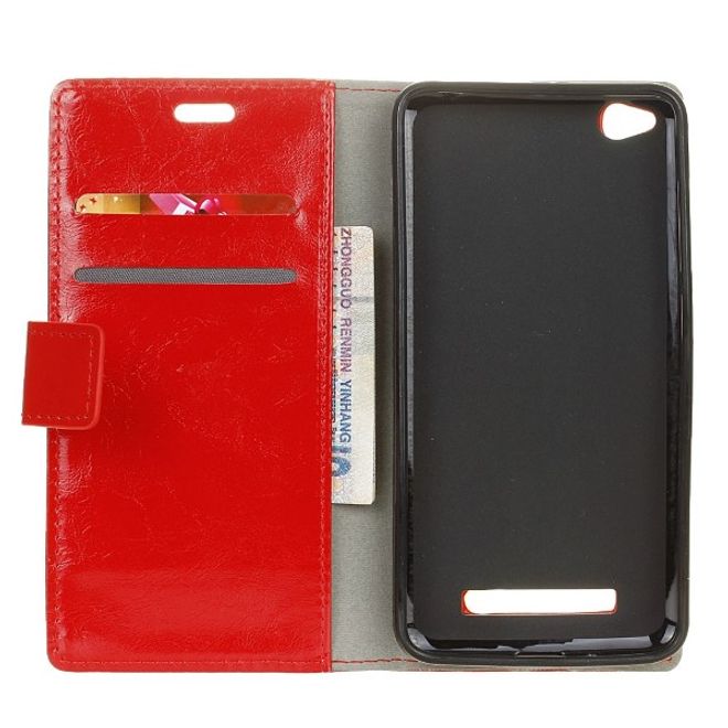 Xiaomi Redmi 4A Handyhülle - Crazy Horse Leder Bookcover Series - rot
