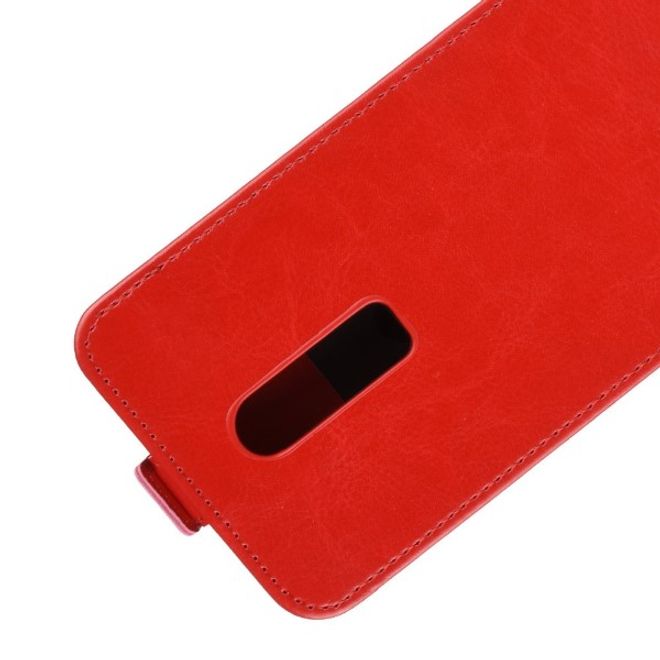 OnePlus 6 Handy Hülle - Crazy Horse Flip Leder Series Case - rot