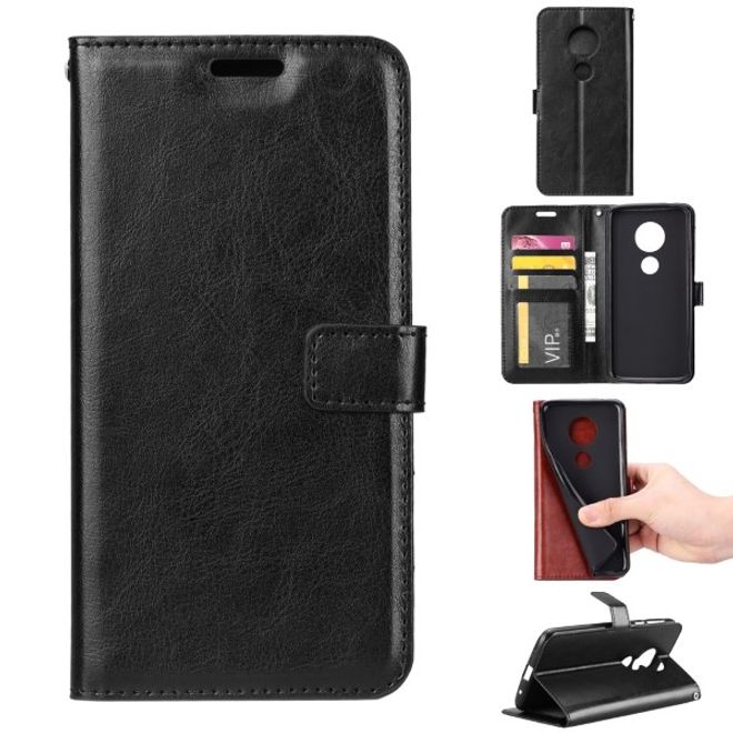 Motorola Moto G6 Play Handyhülle - Crazy Horse III Leder Series Case - schwarz