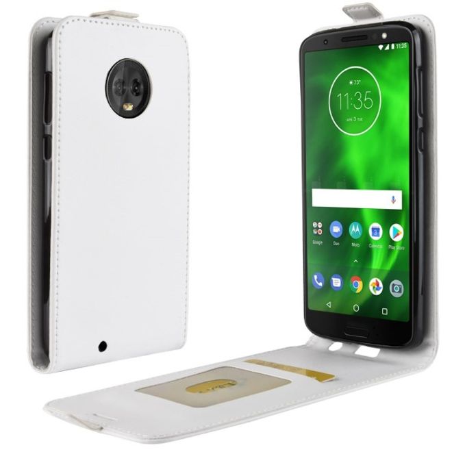Motorola Moto G6 Handy Hülle - Crazy Horse Flip Leder Series Case - weiss