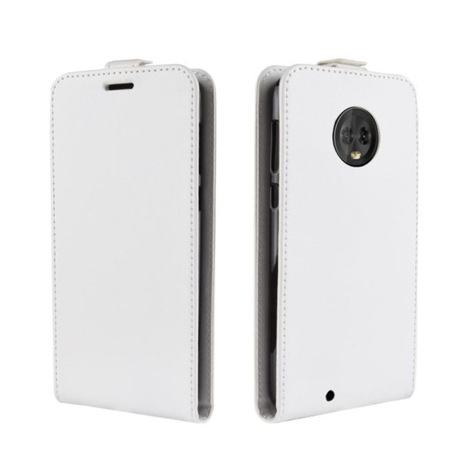 Motorola Moto G6 Handy Hülle - Crazy Horse Flip Leder Series Case - weiss