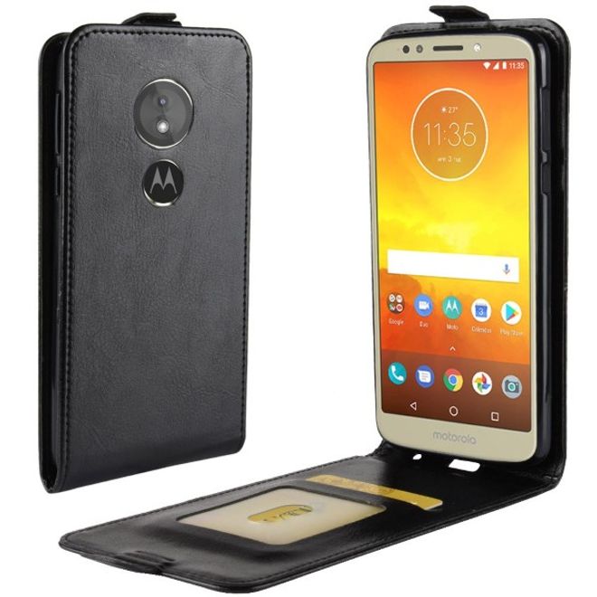 Motorola Moto G6 Play Handy Hülle - Crazy Horse Flip Leder Series Case - schwarz