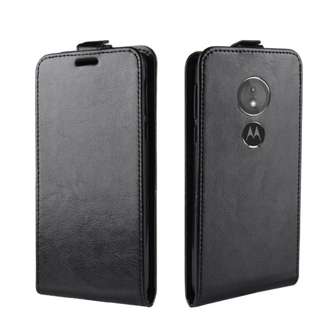 Motorola Moto G6 Play Handy Hülle - Crazy Horse Flip Leder Series Case - schwarz
