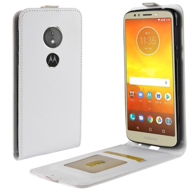 Motorola Moto G6 Play Handy Hülle - Crazy Horse Flip Leder Series Case - weiss
