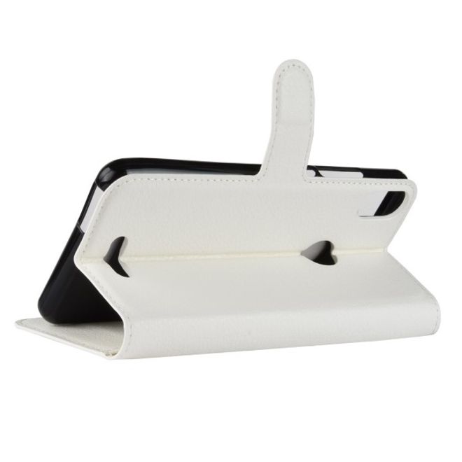 Wiko View Max Handy Hülle - Litchi Leder Bookcover Series - weiss
