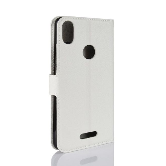 Wiko View Max Handy Hülle - Litchi Leder Bookcover Series - weiss