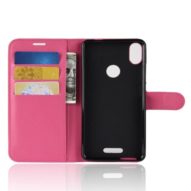Wiko View Max Handy Hülle - Litchi Leder Bookcover Series - rosa