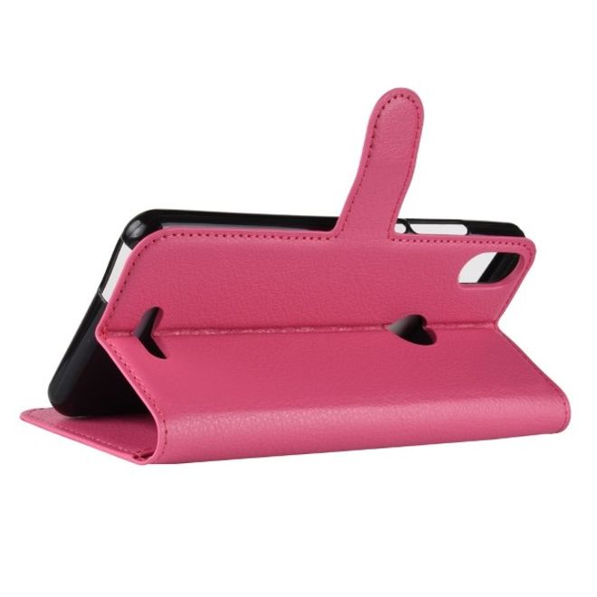 Wiko View Max Handy Hülle - Litchi Leder Bookcover Series - rosa