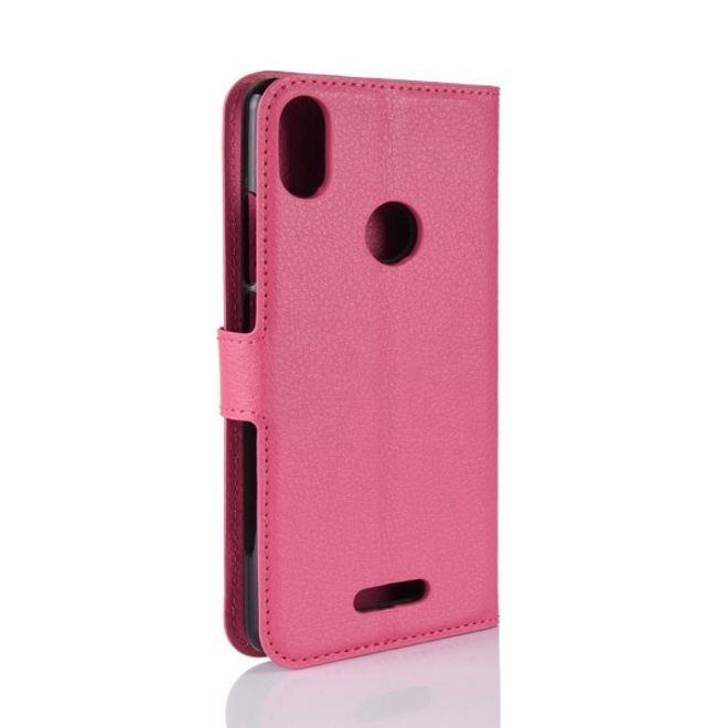 Wiko View Max Handy Hülle - Litchi Leder Bookcover Series - rosa
