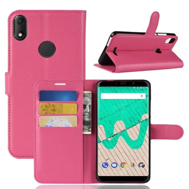 Wiko View Max Handy Hülle - Litchi Leder Bookcover Series - rosa