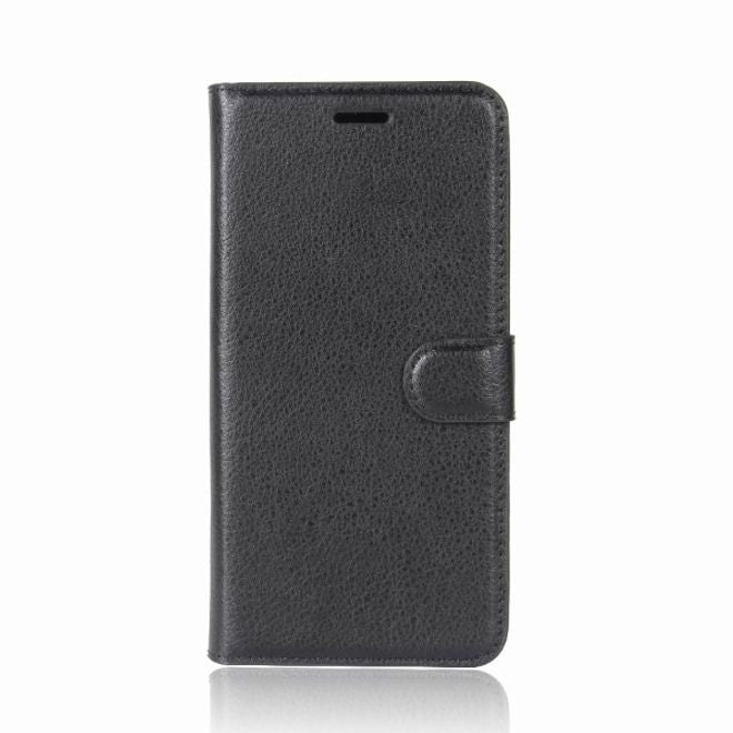 Wiko Harry Handy Hülle - Litchi Leder Bookcover Series - schwarz