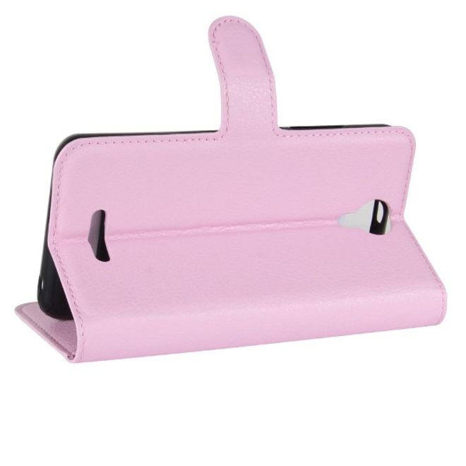 Wiko Harry Handy Hülle - Litchi Leder Bookcover Series - pink