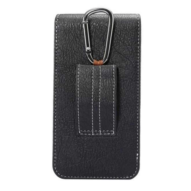 Universelle Handytasche (bis 5.5") - Hülle aus Leder - mit Karabinerhaken und Kartenslot - schwarz