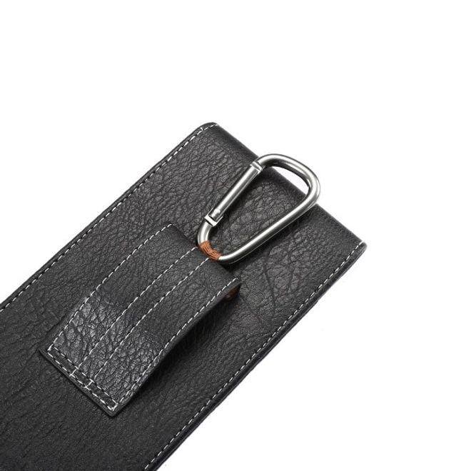 Universelle Handytasche (bis 5.5") - Hülle aus Leder - mit Karabinerhaken und Kartenslot - schwarz