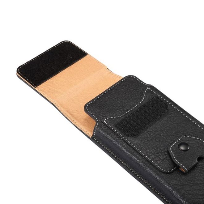 Universelle Handytasche (bis 5.5") - Hülle aus Leder - mit Karabinerhaken und Kartenslot - schwarz
