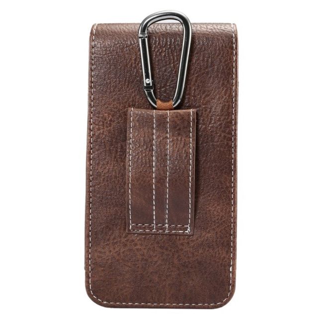Universelle Handytasche (bis 5.5") - Hülle aus Leder - mit Karabinerhaken und Kartenslot - braun