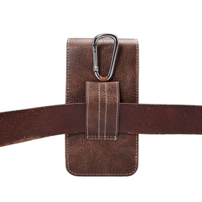 Universelle Handytasche (bis 5.5") - Hülle aus Leder - mit Karabinerhaken und Kartenslot - braun