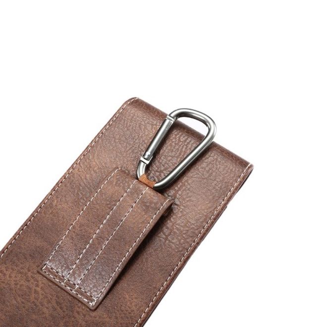 Universelle Handytasche (bis 5.5") - Hülle aus Leder - mit Karabinerhaken und Kartenslot - braun