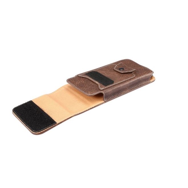Universelle Handytasche (bis 5.5") - Hülle aus Leder - mit Karabinerhaken und Kartenslot - braun