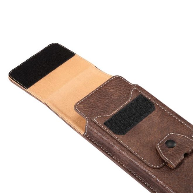 Universelle Handytasche (bis 5.5") - Hülle aus Leder - mit Karabinerhaken und Kartenslot - braun